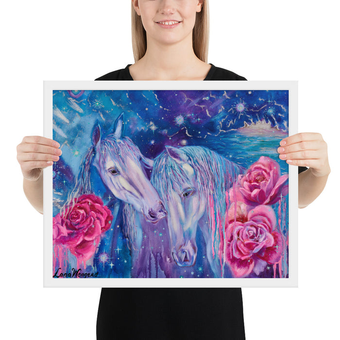 "Love in stardust. Horses" Framed poster